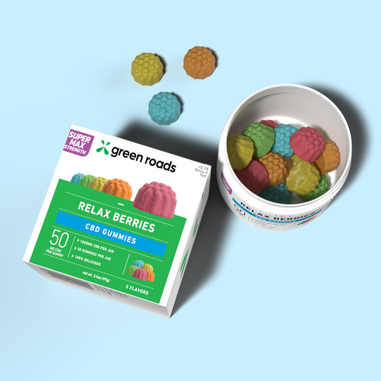 Green Roads Super Max Strength CBD Relax Berries - (30ct) 1,500mg (4 Pack)