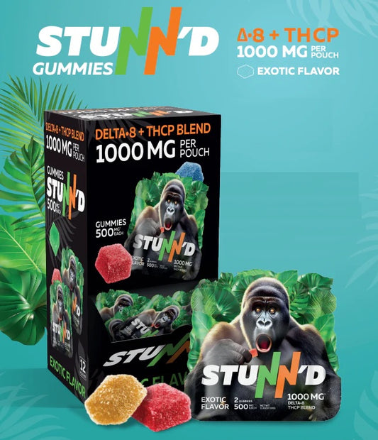 Stunn'd Gummies D8 + THCP 1000mg (Display Box 12 pouches)