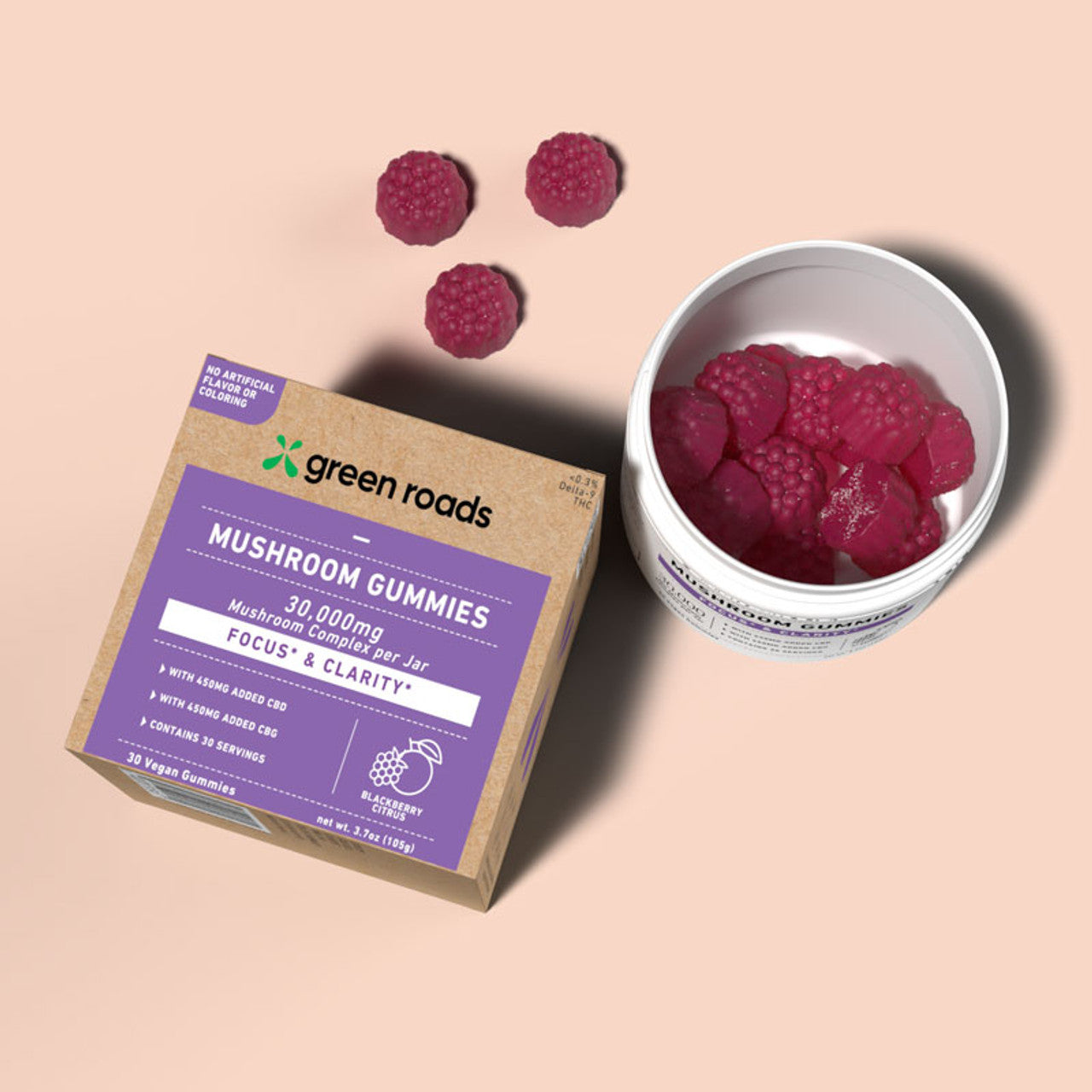 Green Roads Focus Mushroom CBD + CBG Gummies - (30ct) (4 Pack)