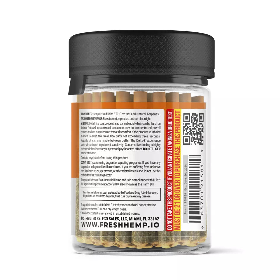 Fresh Pre-Rolls 1g Girl Scout Cookies Pre-Rolls - 100mg Delta 8 THC 40 Joints