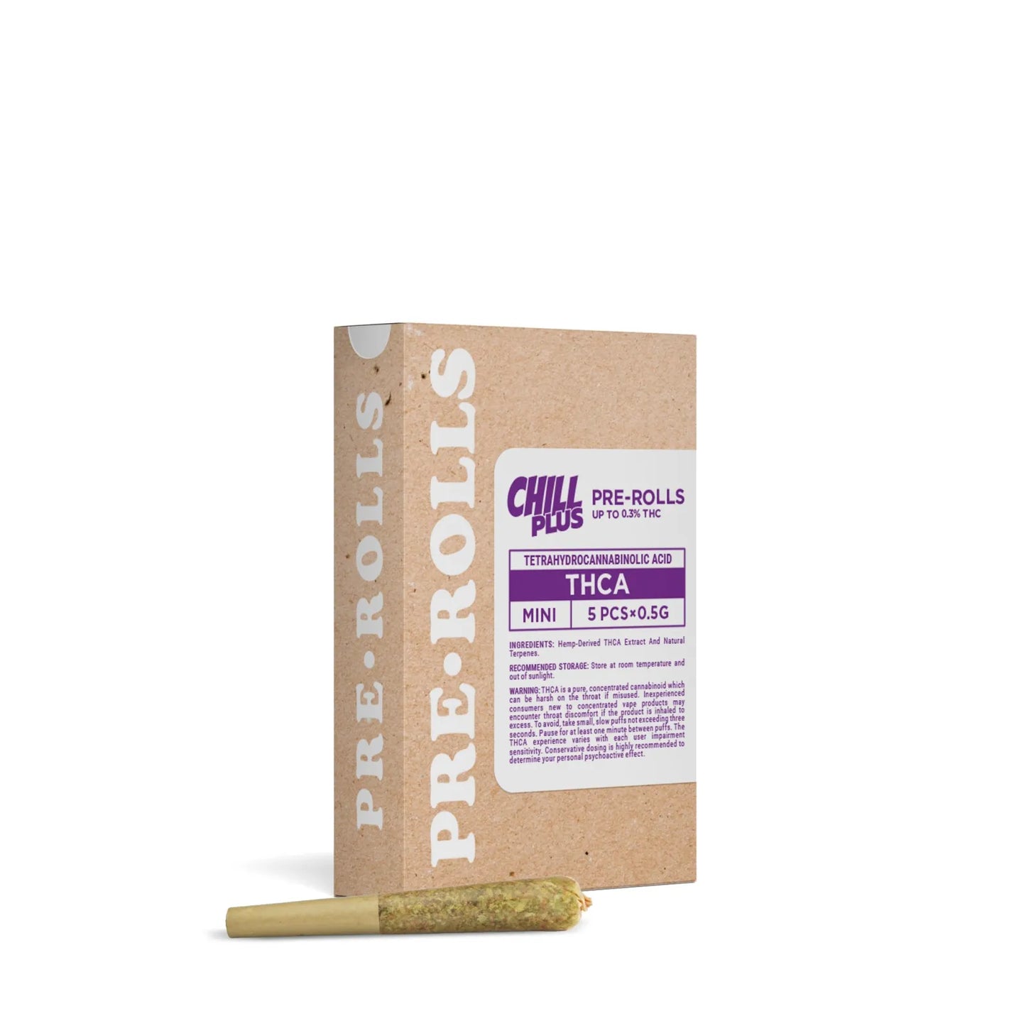 Chill Plus THCA Mini Pre-Rolls 0.5g 5 Pack Hemp Flower Joints