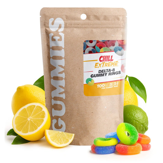 Chill Extreme 100mg Delta 8 Gummies Assorted Sour Mix Rings