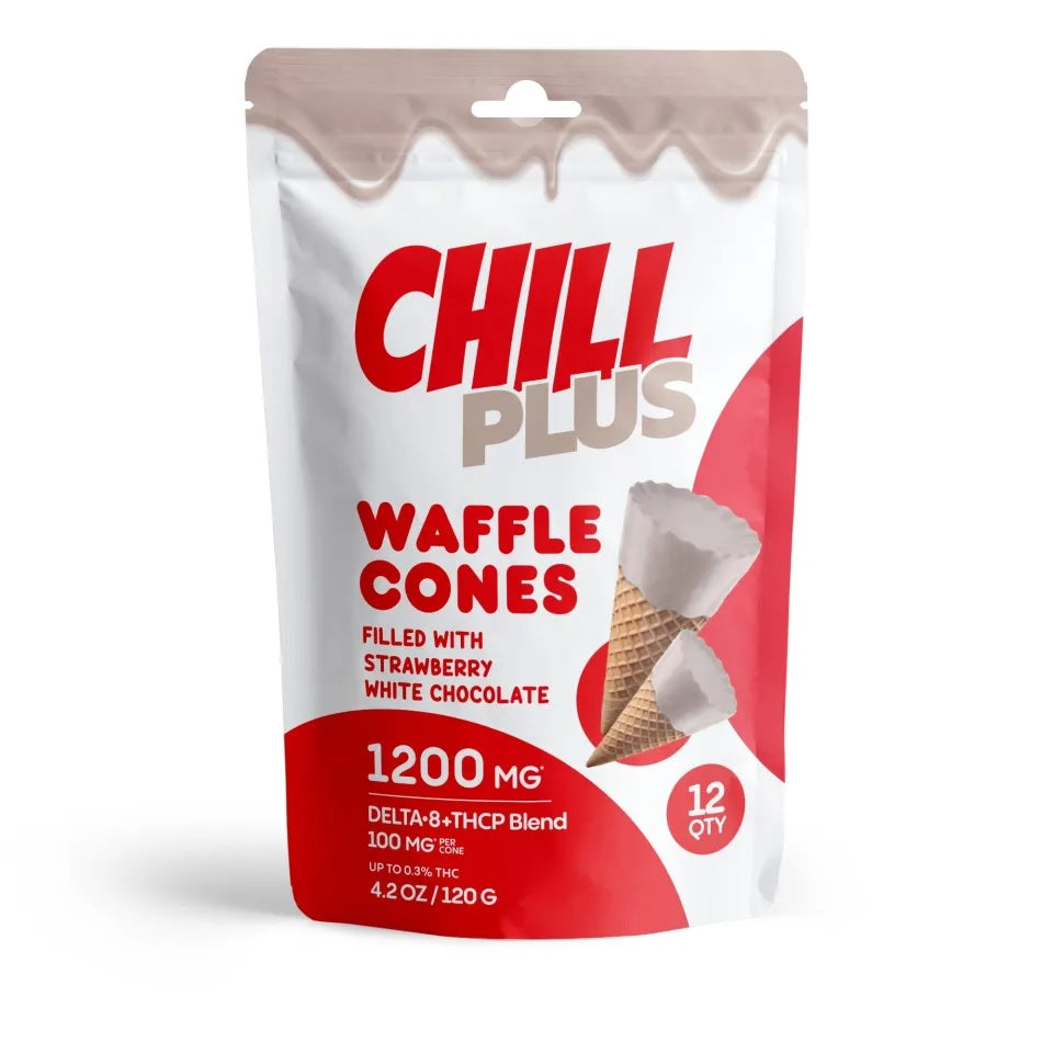 Chill Plus 100mg Chocolate Waffle Cones D8, THCP 12 Cones per Bag