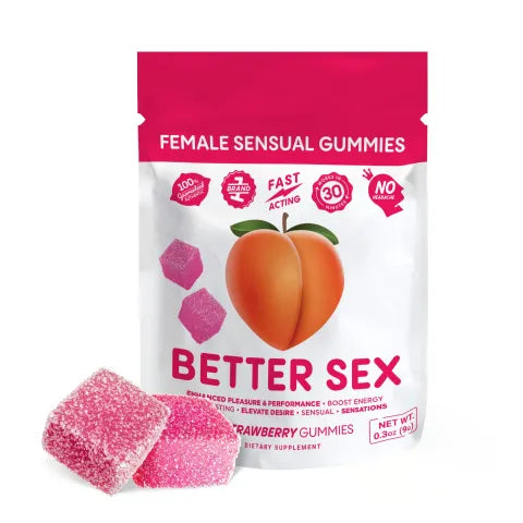Better Sex 250mg Female Sensual Gummy Pouch - Botanical Blend - Strawberry (BOX of 12)