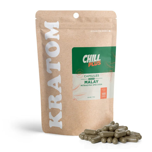 Chill Plus 500mg Kratom Capsules - Green Malay - 100 ct
