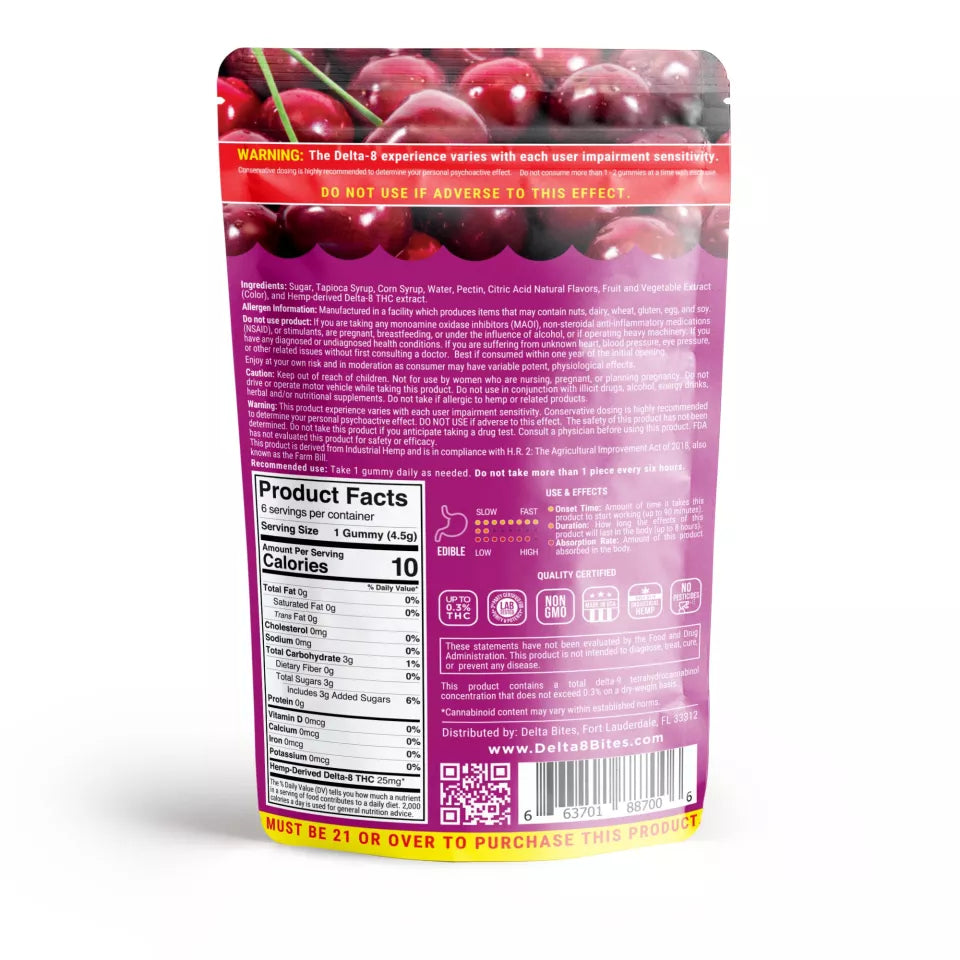 Bites Delta-8 Gummy Pouch 150mg (Box of 12 Pouches)