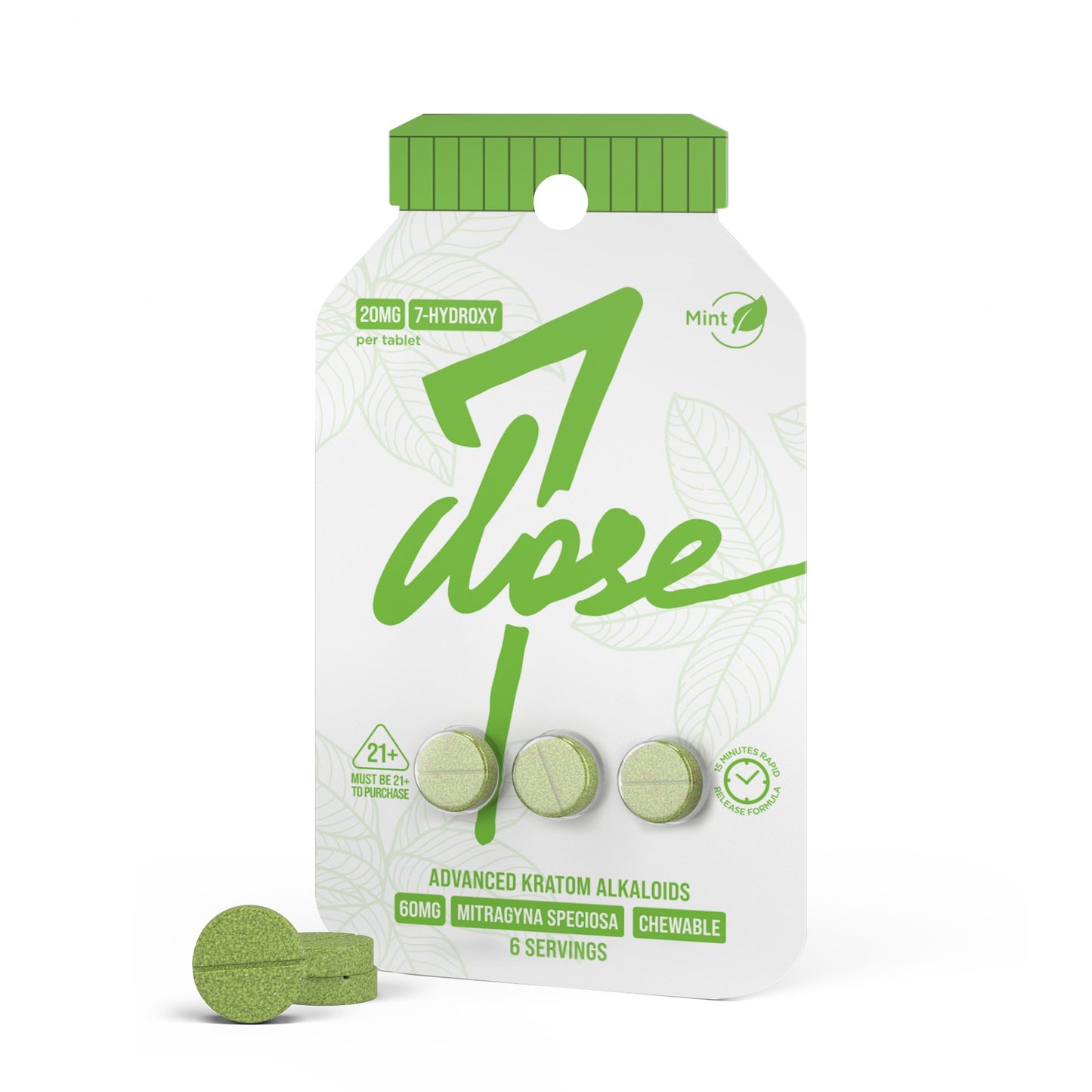 7 Dose 7 Hydroxy 20mg Advanced Kratom Alkaloids Chewable Tablets