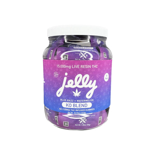 Jelly KO Blend Live Resin THC Gummies 15000MG - Blue Razz/Watermelon 30pk