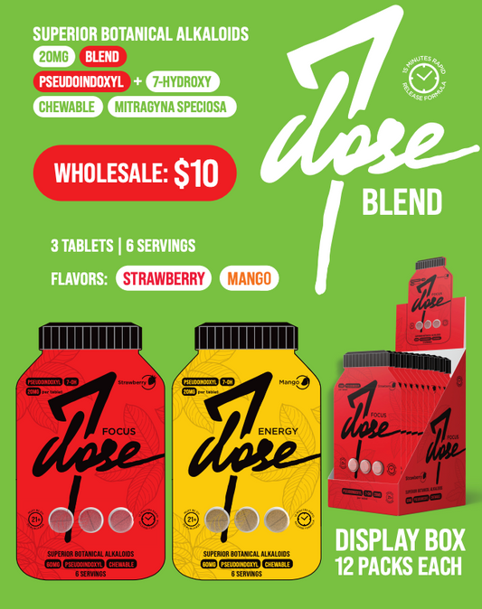 7 Dose Pseudoindoxyl + 7 Hydroxy 20mg Superior Kratom Alkaloids Chewable Tablets (SINGLE BLISTER PACK)