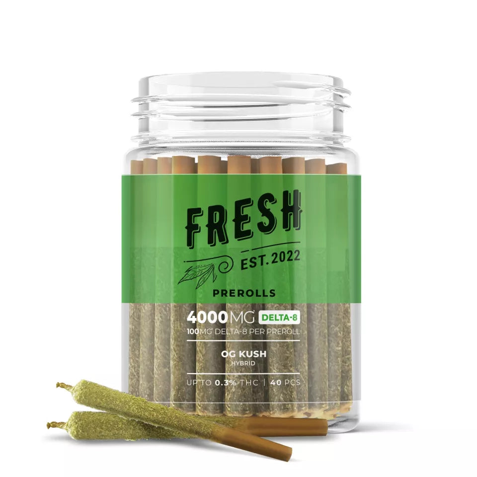 Fresh  1g OG Kush Pre-Rolls - 100mg Delta 8 THC  40 Joints